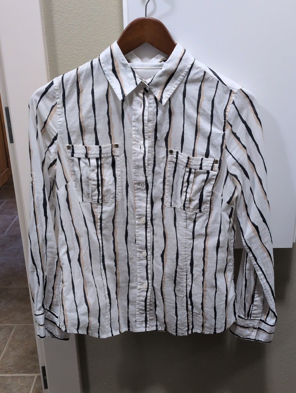 Michael kors Women White Striped Button-Up Shirt